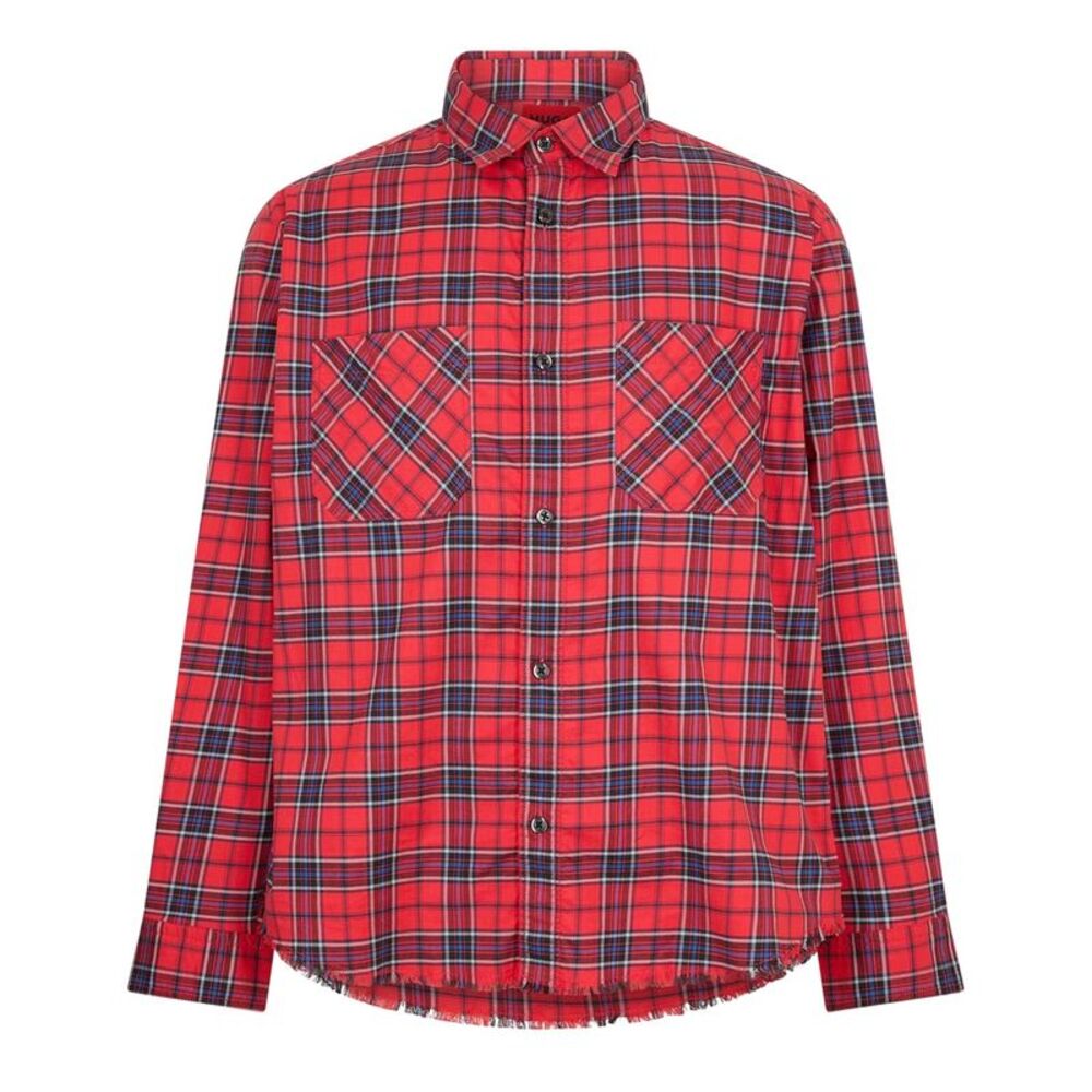 Hugo Mens Plaid Oxford Shirt / Pink